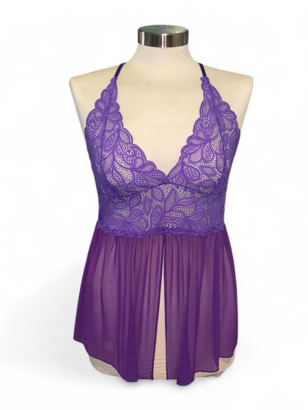 Joyaria Purple Lace Babydoll Chemise